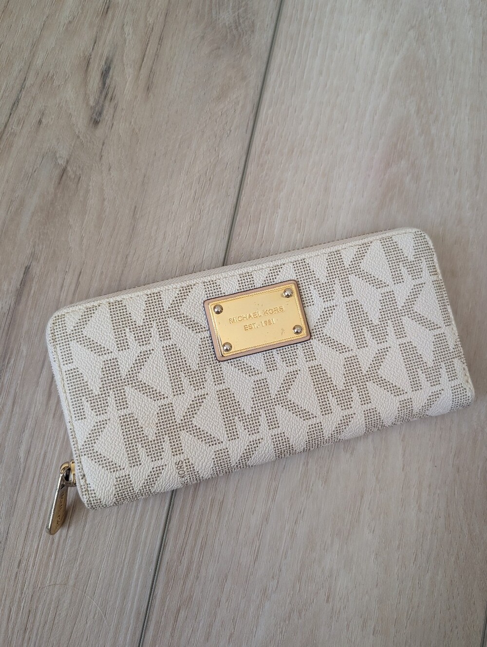Michael Kors Cream Logo Zip-Around Wallet